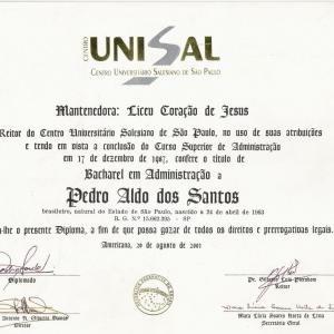 Certificado Formação - Administração